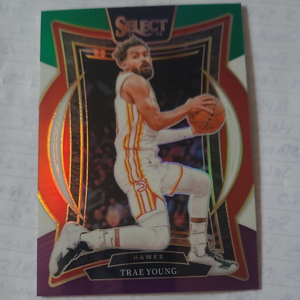 Select Trae Young Atlanta Hawks Basketball Card - Red/Green/Purple Prizm